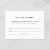 エレガント金ゴールドフェイクハート美しいギフト証明書 割引カード (裏面)