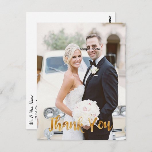 エレガント金ゴールドフェイクフォイルありがとうごカスタム ポストカード (正面/裏面)