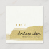 エレガント金ゴールドフェイクブラック筆跡S スクエア名刺 (正面)