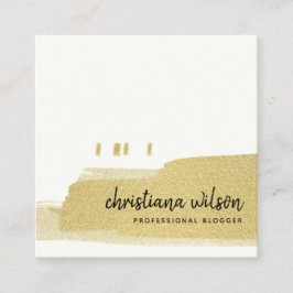 エレガント金ゴールドフェイクブラック筆跡S スクエア名刺