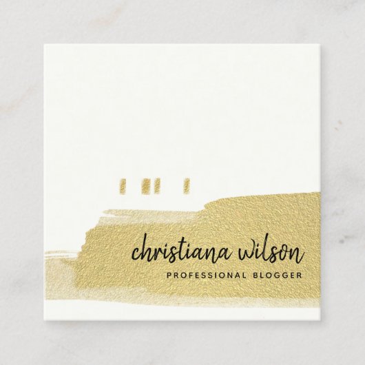 エレガント金ゴールドフェイクブラック筆跡S スクエア名刺 (正面)