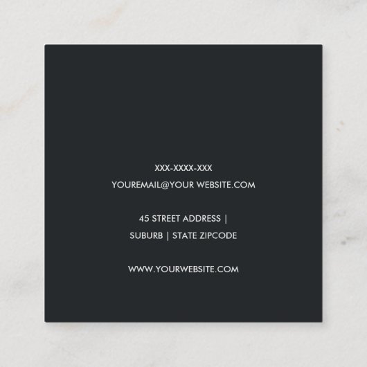 エレガント金ゴールドフェイクブラック筆跡S スクエア名刺 (裏面)