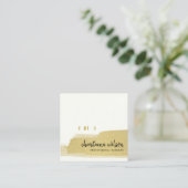 エレガント金ゴールドフェイクブラック筆跡S スクエア名刺 (スタンド正面)