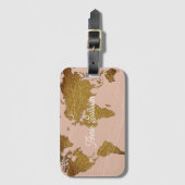 エレガント金ゴールドフェイクマップほこりっぽいバラ旅行 ラゲッジタグ (正面縦)