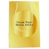 エレガント金ゴールドフェイクメタリックルック追加文字テンプレート ミディアムペーパーバッグ (正面)