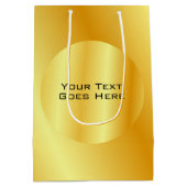 エレガント金ゴールドフェイクメタリックルック追加文字テンプレート ミディアムペーパーバッグ (裏面)