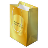 エレガント金ゴールドフェイクメタリックルック追加文字テンプレート ミディアムペーパーバッグ (裏面アングル)