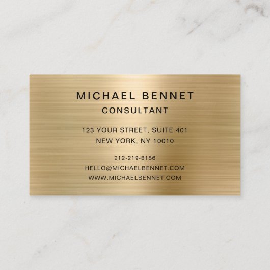 エレガント金ゴールドフェイクメタリック黒大理石コンサルタント 名刺 (裏面)
