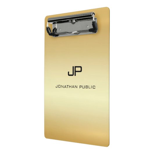 エレガント金ゴールドフェイクモノグラム ミニクリップボード (アングル2)