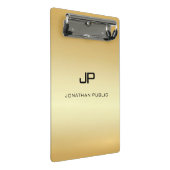 エレガント金ゴールドフェイクモノグラム ミニクリップボード (アングル)