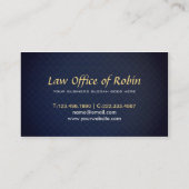 エレガント金ゴールドフェイクリブラダークブルーグリッド弁護士 名刺 (裏面)