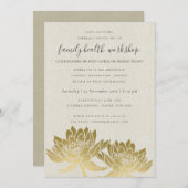 エレガント金ゴールドフェイクロータスクラフト工房イベント 招待状 (正面/裏面)