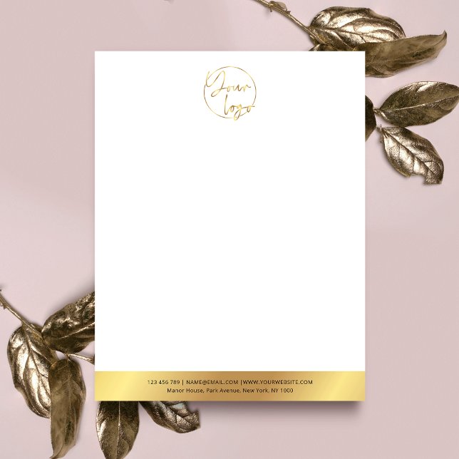 エレガント金ゴールドフェイク会社のロゴラグジュアリー・ビジネス レターヘッド (Impress with this faux gold business letterhead design with space for your logo at the top)
