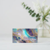 エレガント金ゴールドフェイク及びオパール・ストーン・ビジネス・カード 割引カード (スタンド正面)