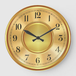 エレガント金ゴールドフェイク時計顔イラストレーション ラージ壁時計