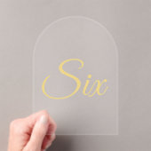 エレガント金ゴールドフェイク箔アーチアクリルテーブル番号 アクリル招待状 (インサイチュ (ポータブル))