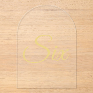 エレガント金ゴールドフェイク箔アーチアクリルテーブル番号 アクリル招待状