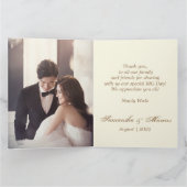 エレガント金ゴールドフェイク金属フローラ写真結婚の サンキューカード (内部)