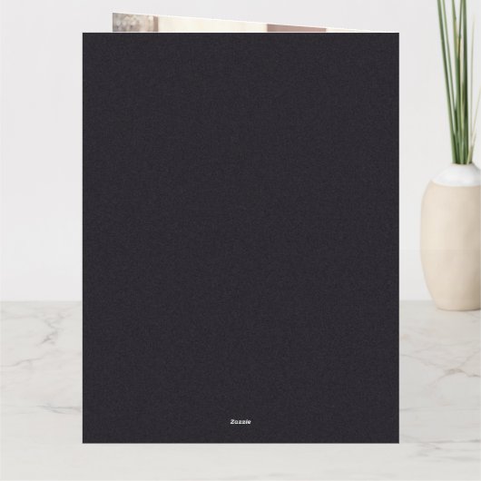 エレガント金ゴールドフェイク金属フローラ写真結婚の サンキューカード (裏面)