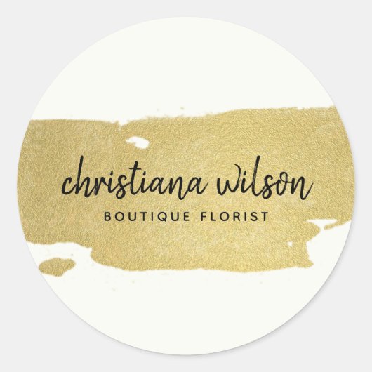 エレガント金ゴールドフェイク黒筆の筆跡 ラウンドシール (正面)