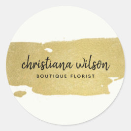 エレガント金ゴールドフェイク黒筆の筆跡 ラウンドシール