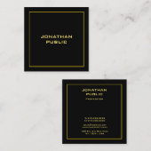 エレガント金ゴールドフェイク(黒) スクエア名刺 (正面/裏面)
