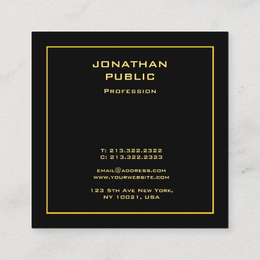 エレガント金ゴールドフェイク(黒) スクエア名刺 (裏面)