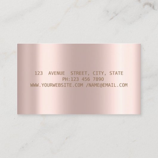 エレガント金ゴールドフェザー公証人バラ金ゴールドグリッター 名刺 (裏面)