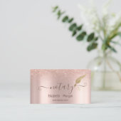 エレガント金ゴールドフェザー公証人バラ金ゴールドグリッター 名刺 (スタンド正面)