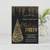 エレガント金ゴールドフェスティバルクリスマスツリー招待状 招待状 (スタンド正面)