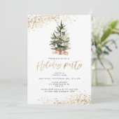 エレガント金ゴールドフォイルの休日パーティー 招待状 (スタンド正面)