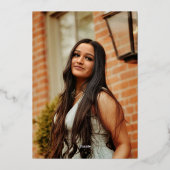 エレガント金ゴールドフォイルクラシックスクリプト写真卒業 箔招待状 (裏面)