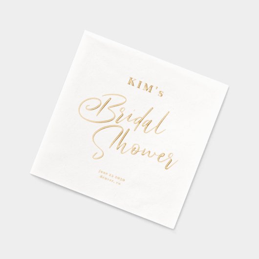 エレガント金ゴールドフォイル文字ブライダルシャワーパーティー 箔ナプキン (左)