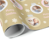 エレガント金ゴールドフォトオーナメントカスタムクリスマス ラッピングペーパー (ロールコーナー)
