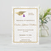 エレガント金ゴールドフォトキャップパープル卒業 案内状 (スタンド正面)