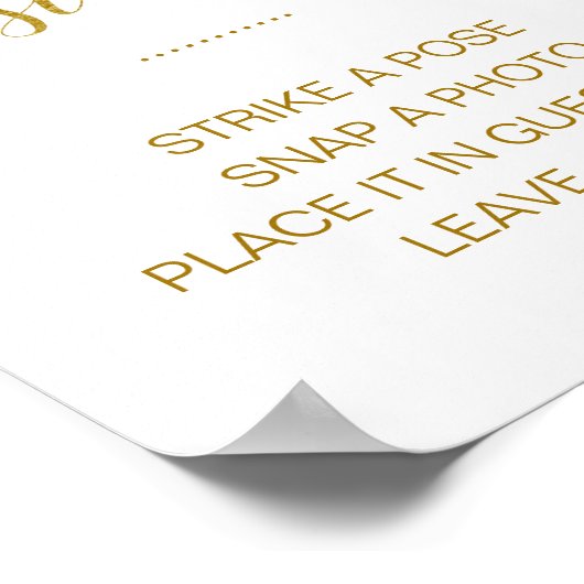 エレガント金ゴールドフォトゲストブ結婚ックのサイン ポスター (角)