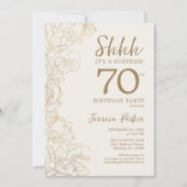 エレガント金ゴールドフォトサプライズ70誕生日 招待状 (正面)
