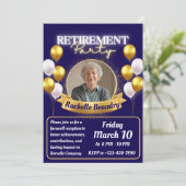 エレガント金ゴールドフォトバナー退職パーティー 招待状 (スタンド正面)