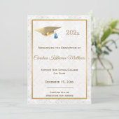 エレガント金ゴールドフォトブルーキャップ卒業 案内状 (スタンド正面)