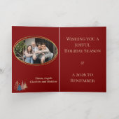 エレガント金ゴールドフォトモダンホリデーツリーズクリスマス 箔グリーティングカード (内側レイダウン)