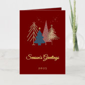 エレガント金ゴールドフォトモダンホリデーツリーズクリスマス 箔グリーティングカード (正面)