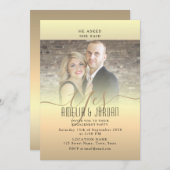 エレガント金ゴールドフォト婚約パーティ招待状 招待状 (正面/裏面)