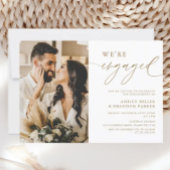 エレガント金ゴールドフォト婚約パーティ招待状 招待状