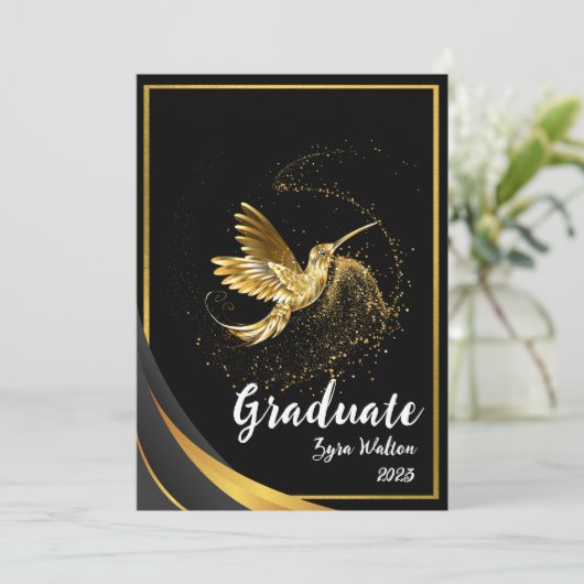 エレガント金ゴールドフォーマル卒業パーティ招待状 招待状 (スタンド正面)