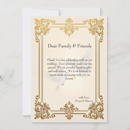 エレガント金ゴールドフォーマル結婚高級 サンキューカード (正面)