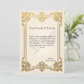 エレガント金ゴールドフォーマル結婚高級 サンキューカード (スタンド正面)
