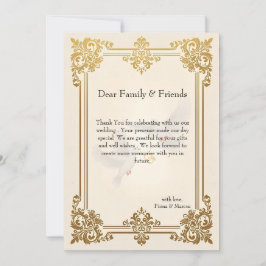 エレガント金ゴールドフォーマル結婚高級 サンキューカード