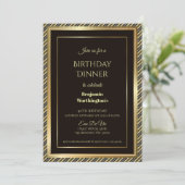 エレガント金ゴールドフストライプのレーム40th Birthday Dinner 招待状 (スタンド正面)