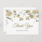 エレガント金ゴールドフラワーつる植物ありがとう ポストカード (正面/裏面)