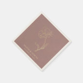 エレガント金ゴールドフラワーシック紫結婚ズ スタンダードカクテルナプキン (角)